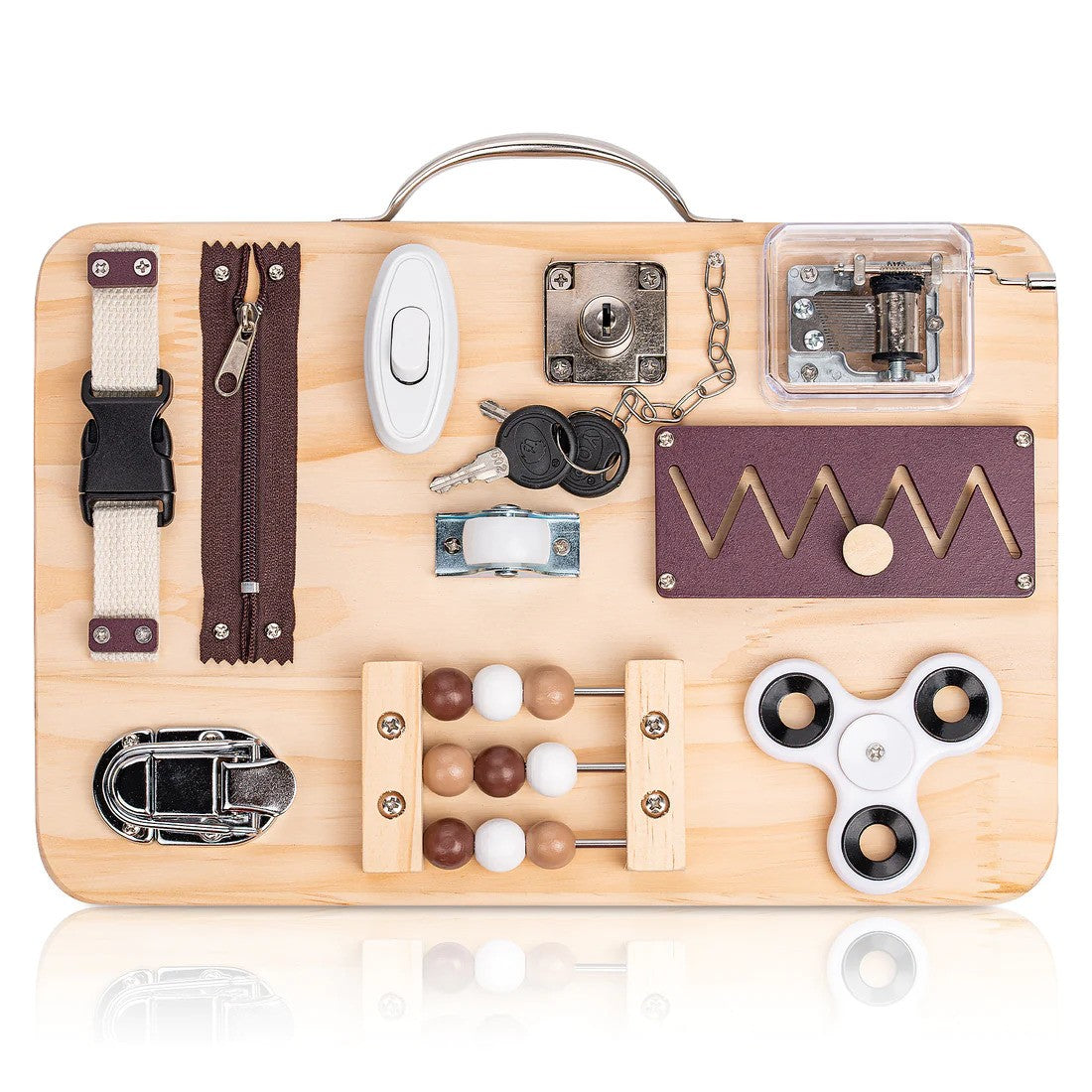 Wooden portable fidget busy board | Eugeria