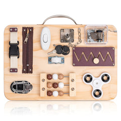 Wooden portable fidget busy board