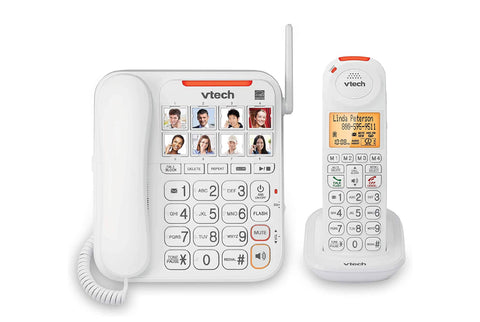 Téléphone VTech amplifié avec fil et son unité sans fil avec répondeur intégré - SN5147